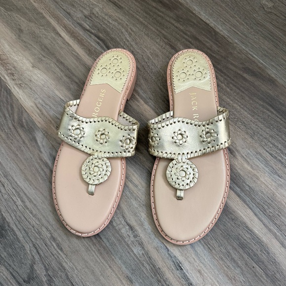 Jack Rogers Shoes - Jack Rogers Metallic Gold Jack Flat Sandals